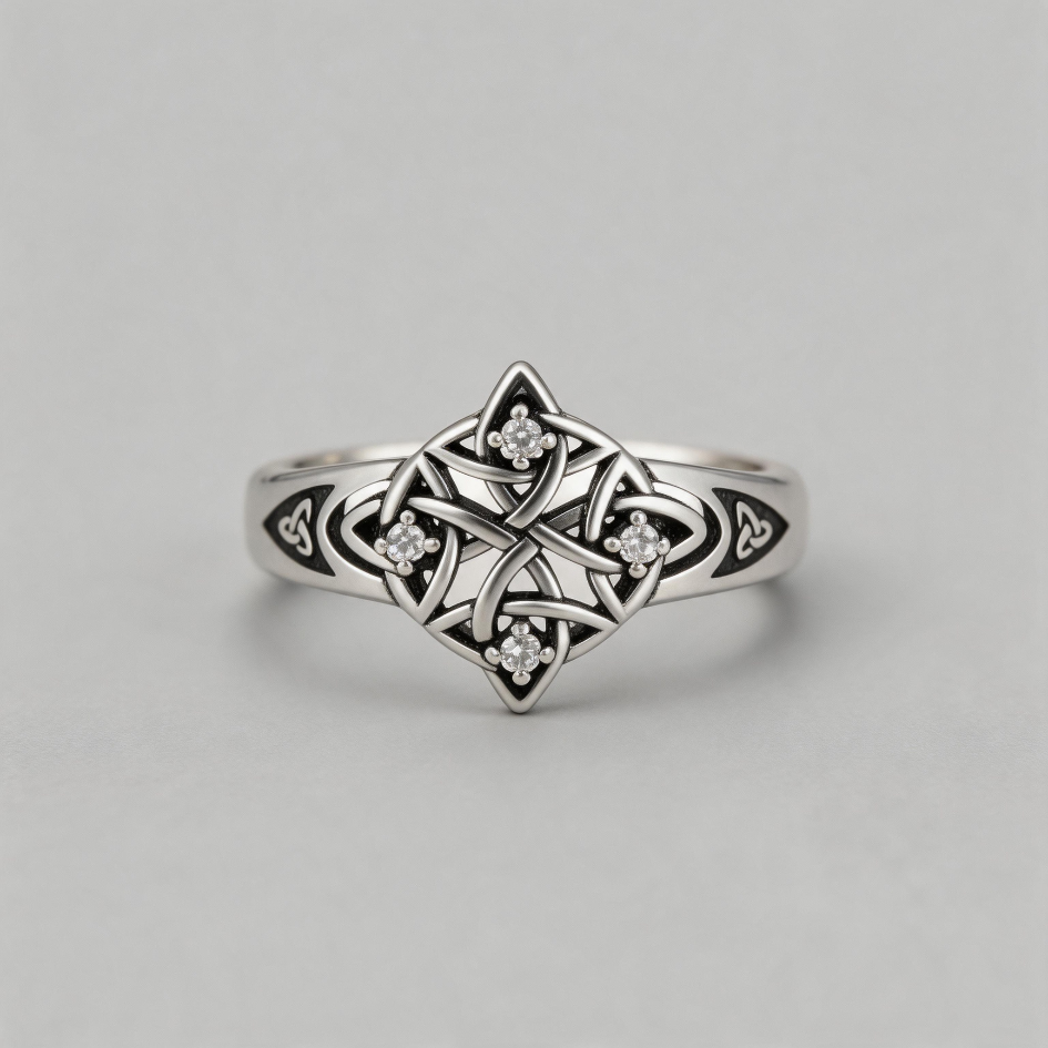 SHADOWED SOVEREIGN. Celtic Cross Maze Cutout Ring - Silver