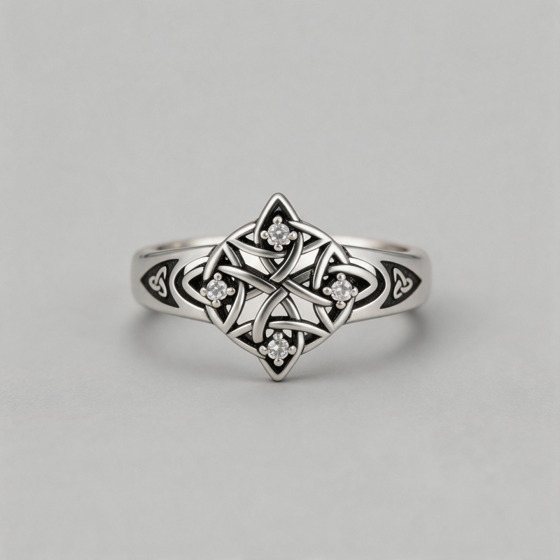 SHADOWED SOVEREIGN. Celtic Cross Maze Cutout Ring - Silver