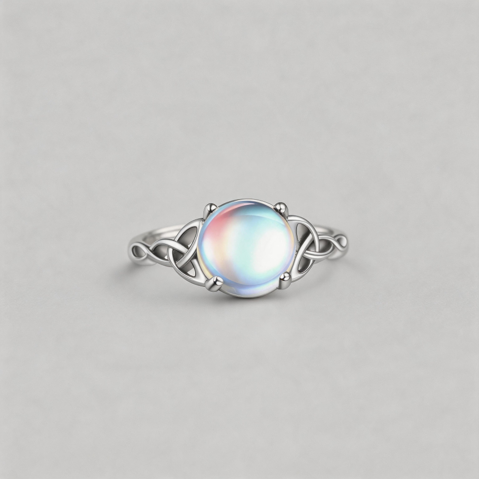 AURA RIPPLE. Ethereal Celtic Knot Platinum-Plated S925 Ring