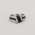 ETERNAL WHISPER. Black & White Diamond Intertwined Ring