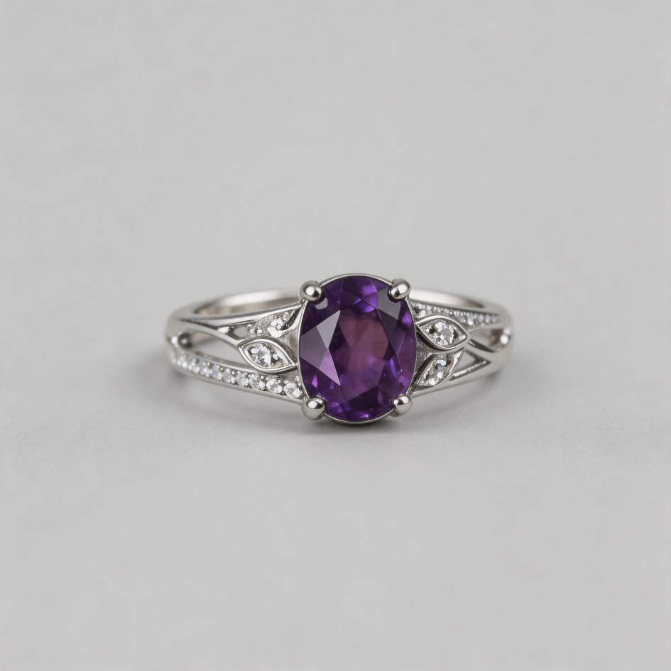 TWILIGHT CROWN. Natural Amethyst Vine S925 Sterling Silver Ring