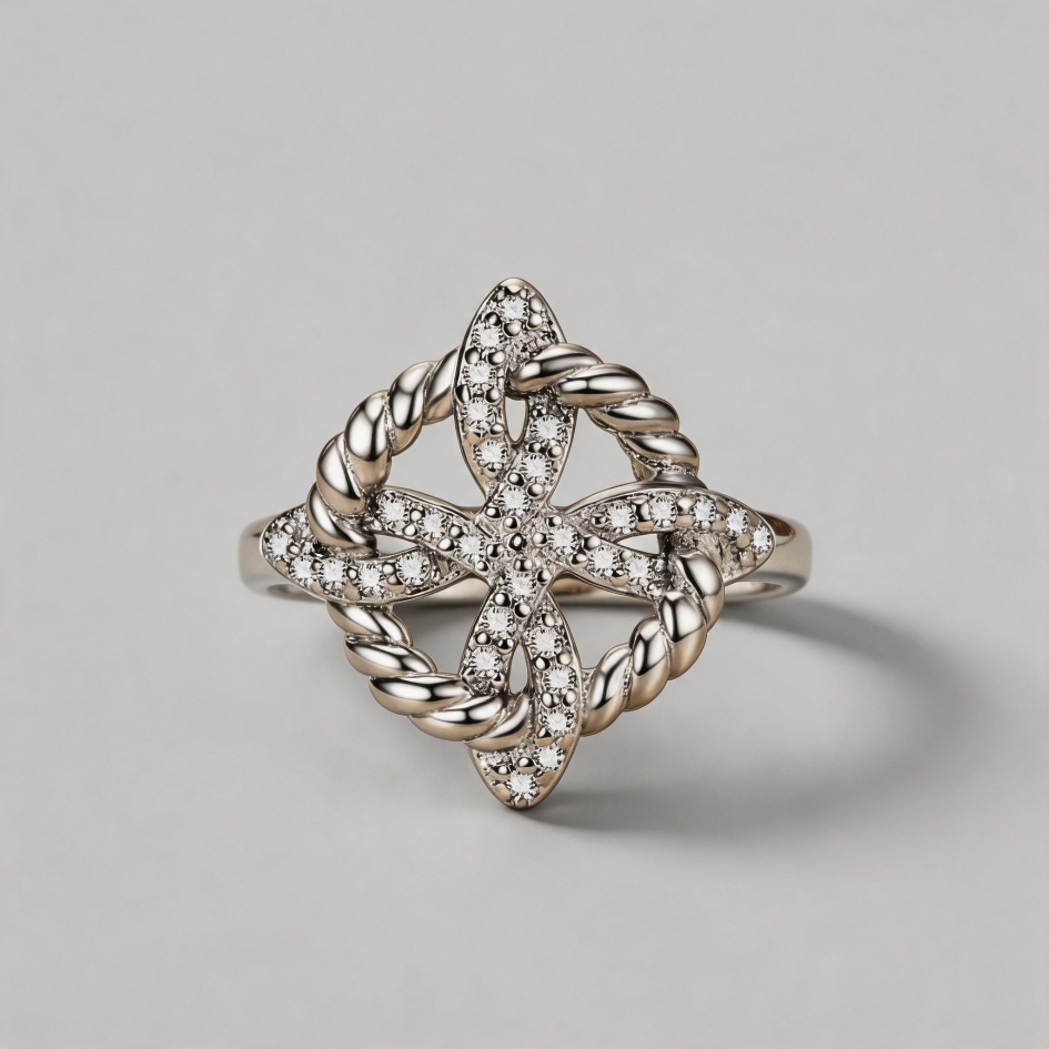 WEAVER’S VOW. Knot & Stellar Cross Openwork Ring - Silver