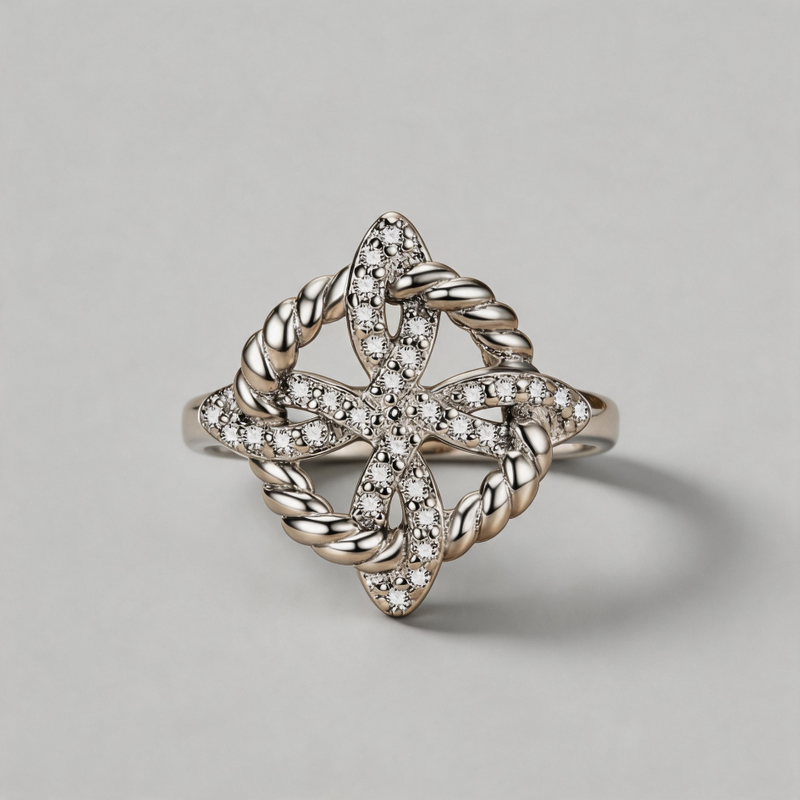 WEAVER’S VOW. Knot & Stellar Cross Openwork Ring - Silver