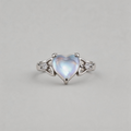AURORAL SEEKER. Trinity Knot & Iridescent Heart Ring - Silver