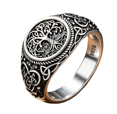 Oak-motif signet ring