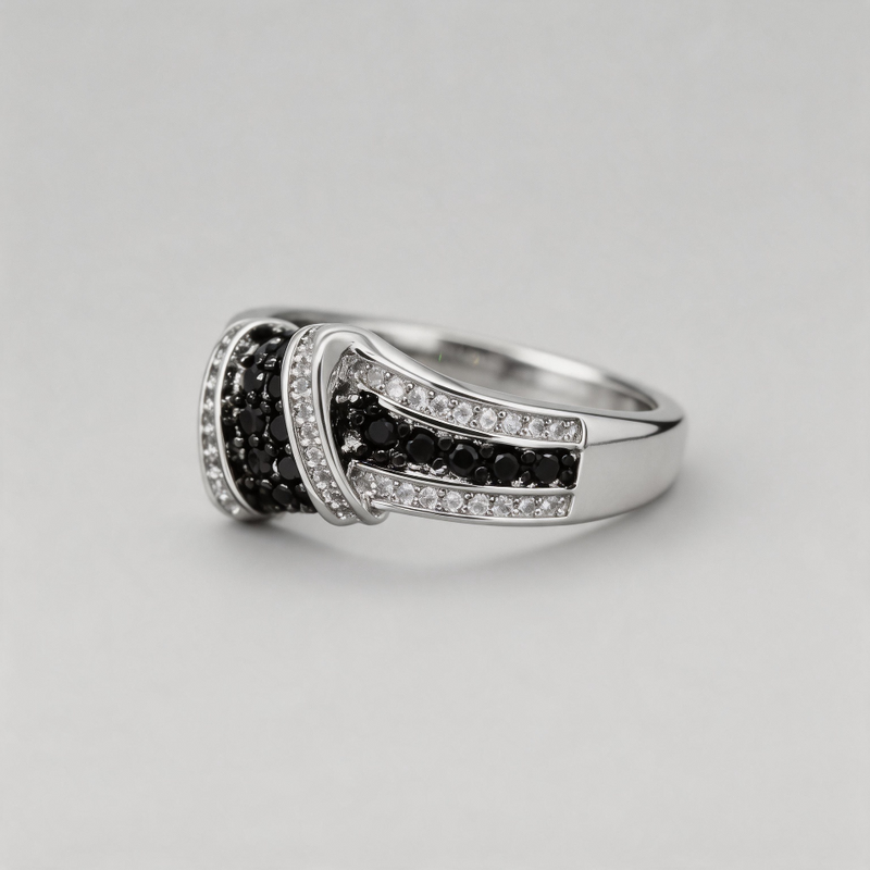 ETERNAL WHISPER. Black & White Diamond Intertwined Ring