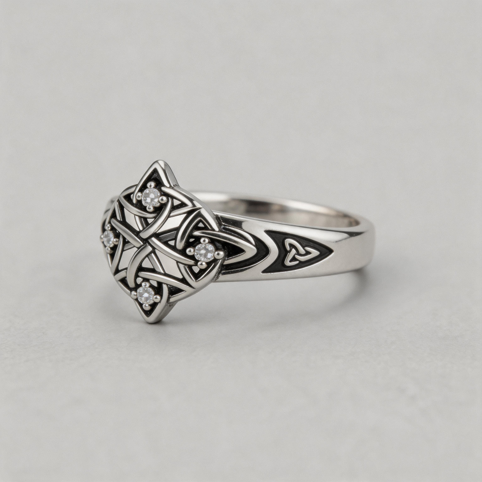 SHADOWED SOVEREIGN. Celtic Cross Maze Cutout Ring - Silver