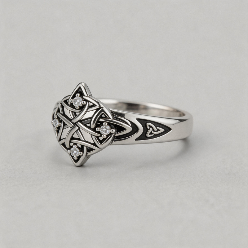 SHADOWED SOVEREIGN. Celtic Cross Maze Cutout Ring - Silver