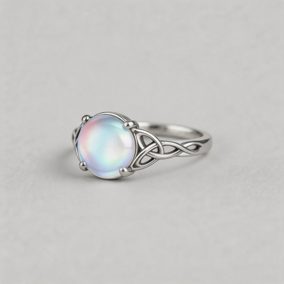 AURA RIPPLE. Ethereal Celtic Knot Platinum-Plated S925 Ring