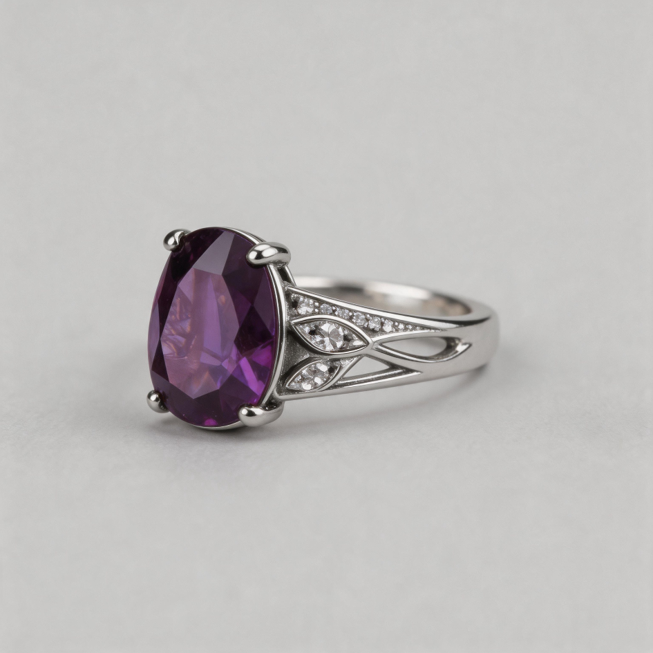 TWILIGHT CROWN. Natural Amethyst Vine S925 Sterling Silver Ring