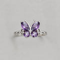 ETERNAL FLIGHT. Celtic Purple Butterfly Knot Ring - Silver