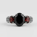 CRIMSON NOCTURNE. Onyx & Garnet Ring - Silver test