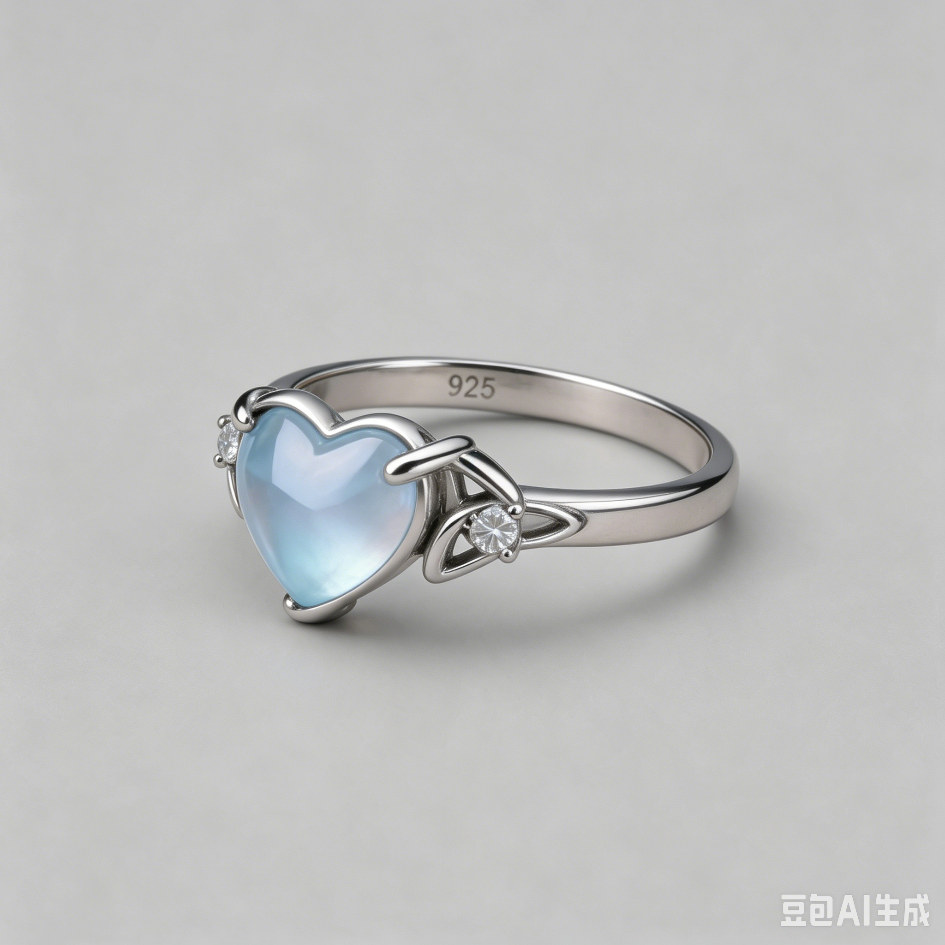 AURORAL SEEKER. Trinity Knot & Iridescent Heart Ring - Silver