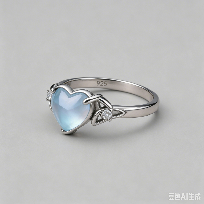 AURORAL SEEKER. Trinity Knot & Iridescent Heart Ring - Silver