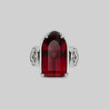 ALTAR. Gothic Arch Red Glass Ring - Silver