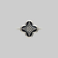 ANNIE. Tudor Crest Black Enamel Ring - Silver