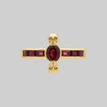 CALVARIA. Skull Set Garnet Ring - Gold