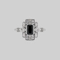 DECO. Skull & Black Spinel Cocktail Ring - Silver