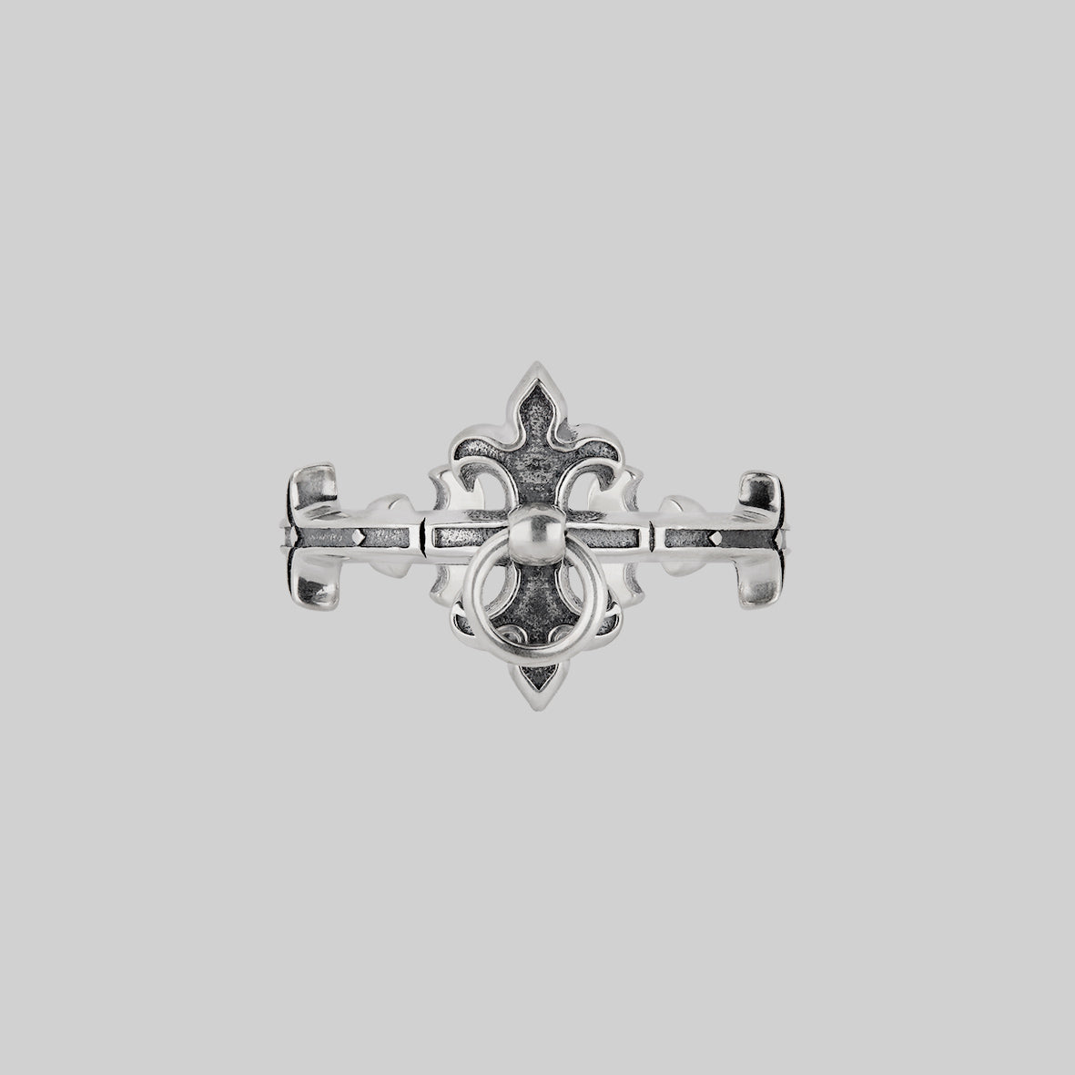 FORTIFY. Medieval Gate Knocker Ring - Silver