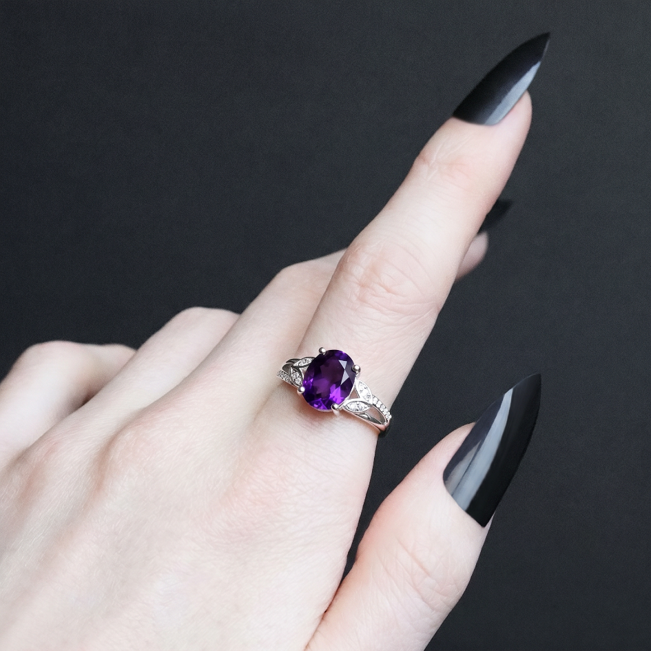 TWILIGHT CROWN. Natural Amethyst Vine S925 Sterling Silver Ring