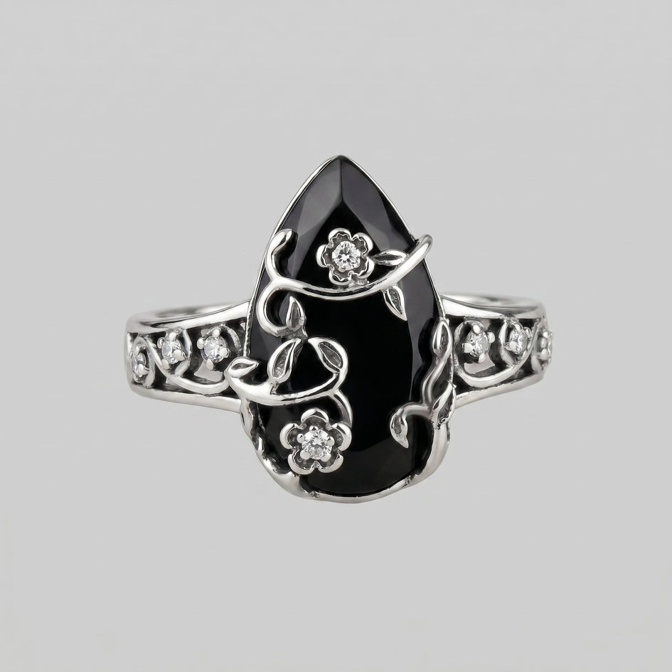 MIDNIGHT VINE.  Garden Dark Secret  Ring - Silver
