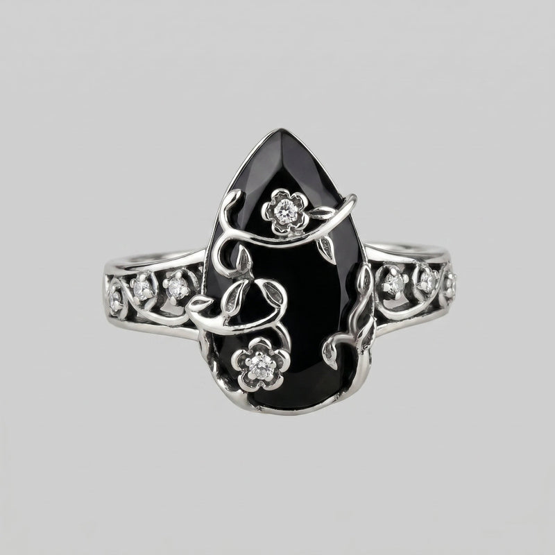 MIDNIGHT VINE.  Garden Dark Secret  Ring - Silver