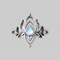 LUNAR LOTUS. Mandala Moonstone  Ring - Silver