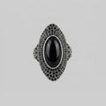 NOCTURNAL POEM. Vintage Marquise-Cut Black Onyx Ring - Silver