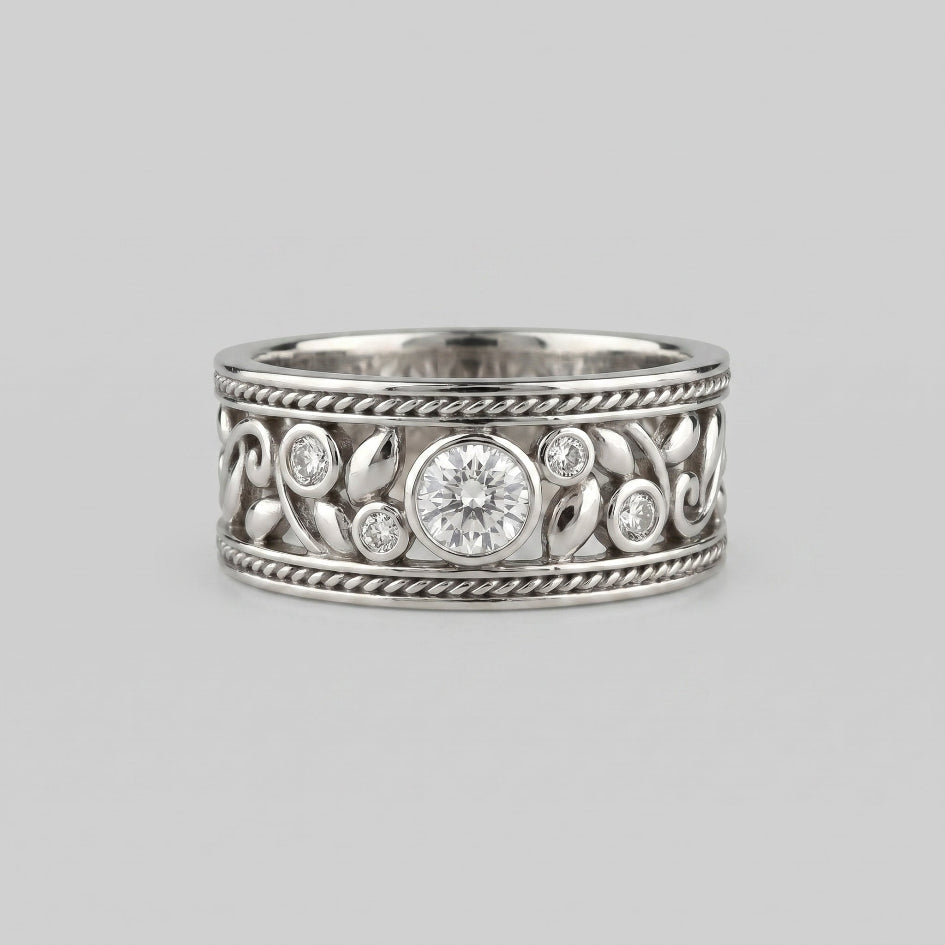 LAUREL GARDEN. Victorian Intricate Vine Ring - Silver