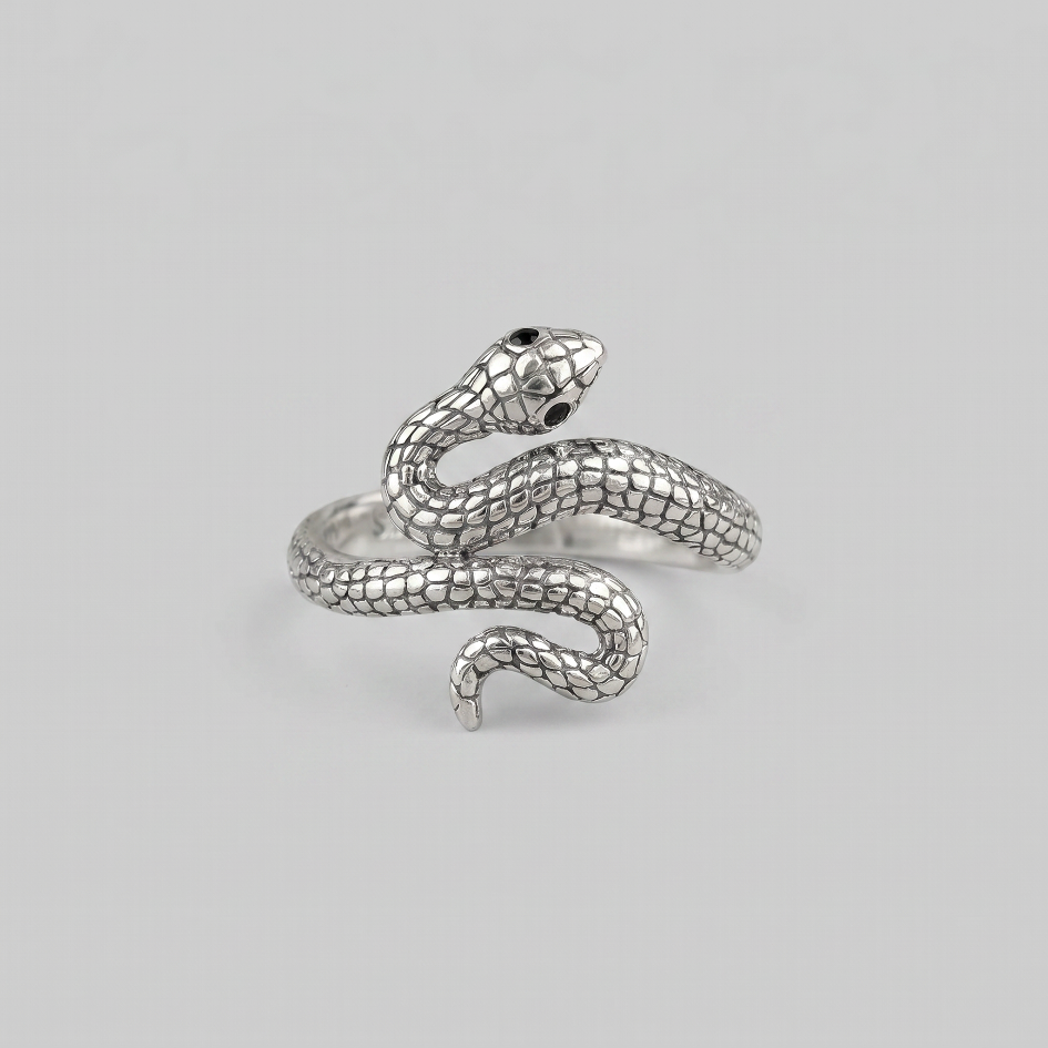 EDEN SERPENT. Textured Ouroboros  Ring-Silver