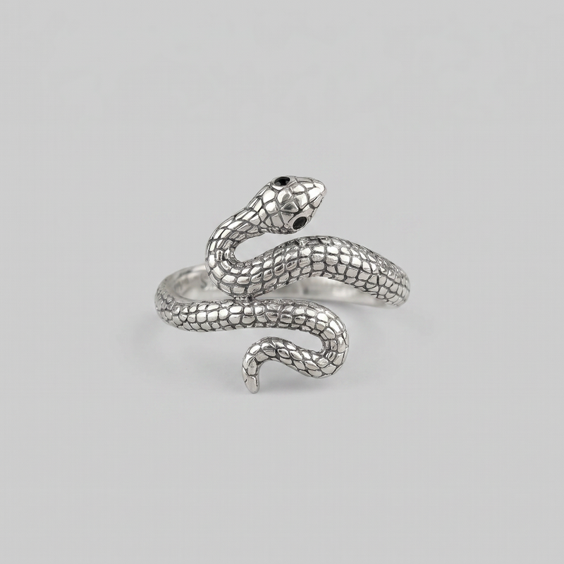 EDEN SERPENT. Textured Ouroboros  Ring-Silver