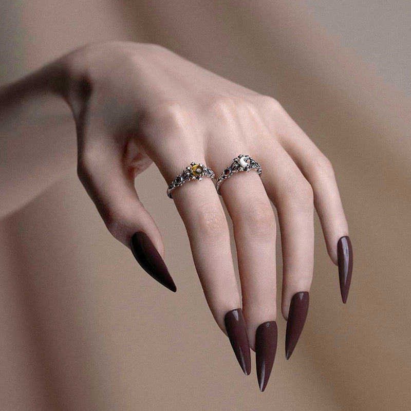 SOLARIS. Flaming Sun Amber Ring - Silver