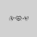 BOUND. Hearts & Barbed Wire Band Ring - Silver