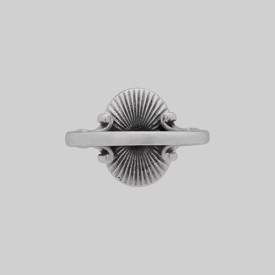 THE HEREAFTER. Black Enamel Oval Ring - Silver
