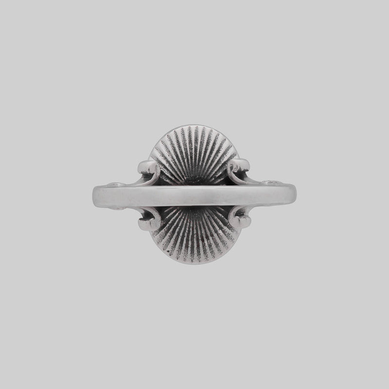 THE HEREAFTER. Black Enamel Oval Ring - Silver