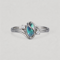 MOONLIT TIDE. Opal  Marquise  Ring - Silver