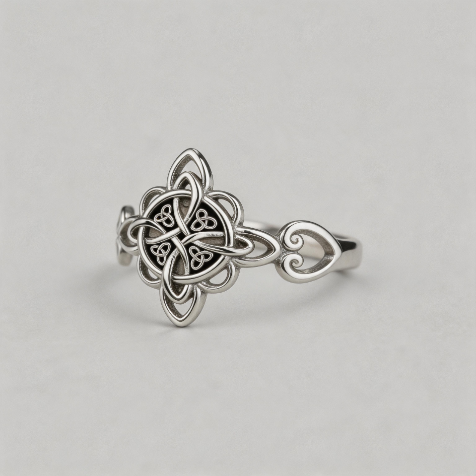 ETERNAL KNOT. Celtic Trinity Interlace Ring - Silver