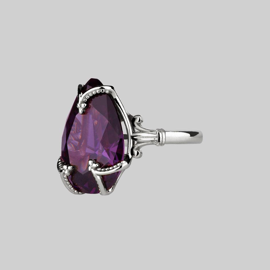 MALEFICENT. Amethyst CZ Gothic Ring - Silver