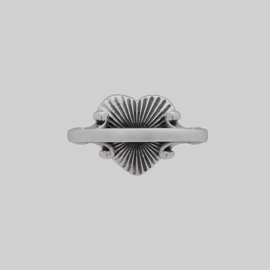 FOREVER YOURS. Red Enamel Heart Ring - Silver