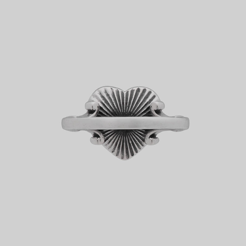 FOREVER YOURS. Red Enamel Heart Ring - Silver
