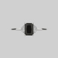 DECOR. Black Spinel Ornamental Ring - Silver